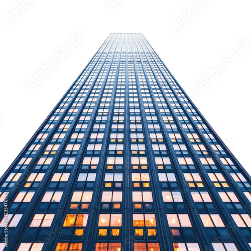 Wallpaper Mural Dramatic View of a Tall Skyscraper with Reflected Lights at Night Torontodigital.ca