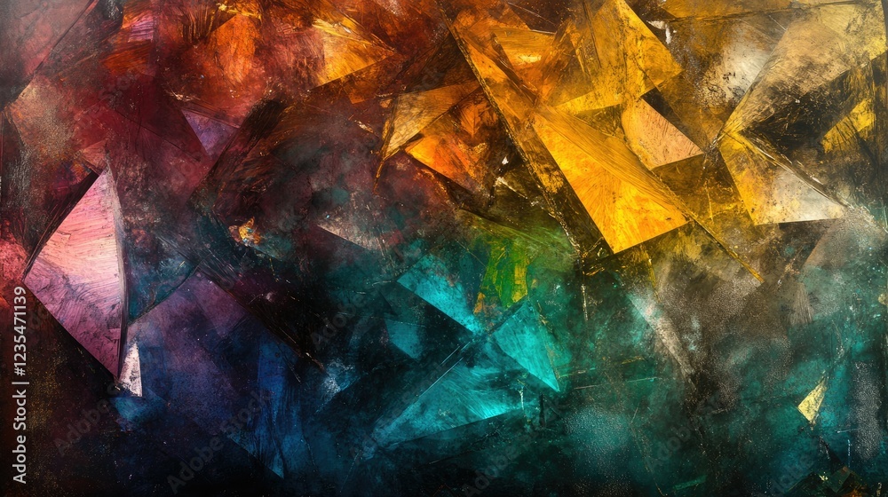 Obraz premium Abstract Colorful Art with Geometric Shapes and Bold Textures