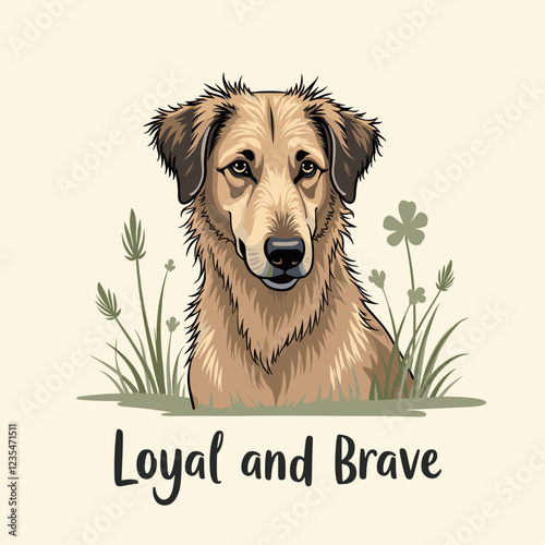 Loyal Irish Wolfhound Embodies Saint Patrick's Day Spirit: A Vector Tribute to the Emerald Isle's Beloved Breed