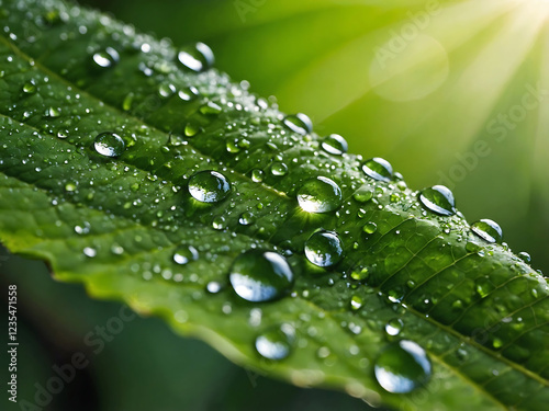 Wallpaper Mural Water drops on a leaf Torontodigital.ca