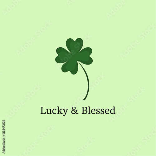 Lucky & Blessed Shamrock in Minimalist Vector Style for St Patrick's Day