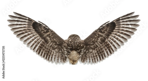 Stunning Boreal Owl in Flight Wings Spread Wide Isolated on White Background