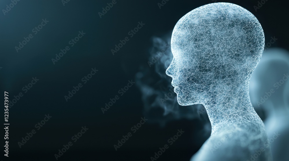 Obraz premium Futuristic Human Silhouette with Ethereal Glow Effect