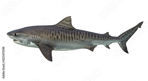 Powerful Tiger Shark Swimming Marine Wildlife Ocean Predator Aquatic Animal