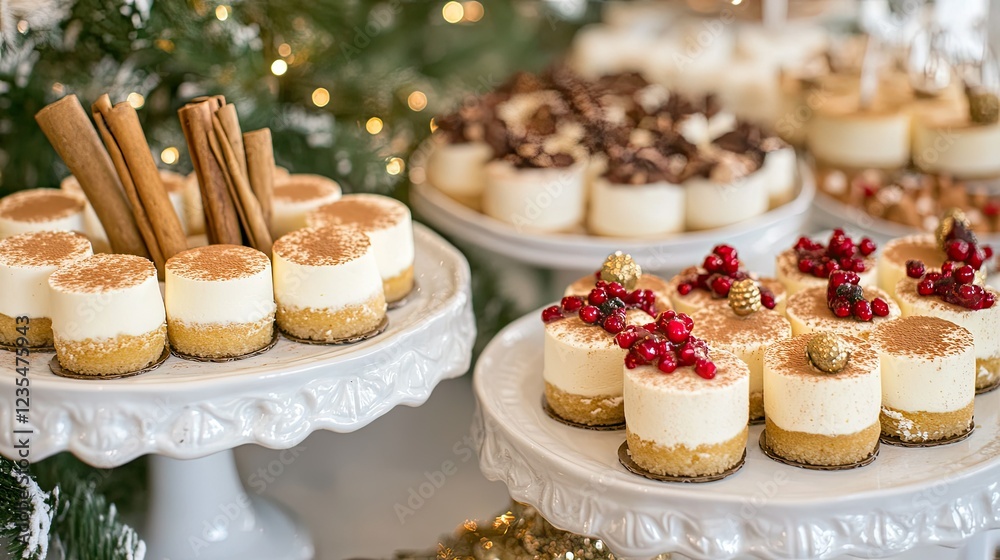 Festive Dessert Display with Mini Cheesecakes and Tasty Treats