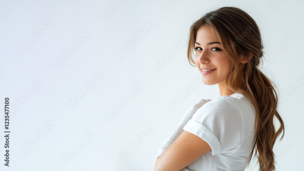 Arabian young chef woman smiling isolated on white background Arabian young chef woman smiling isolated on white background