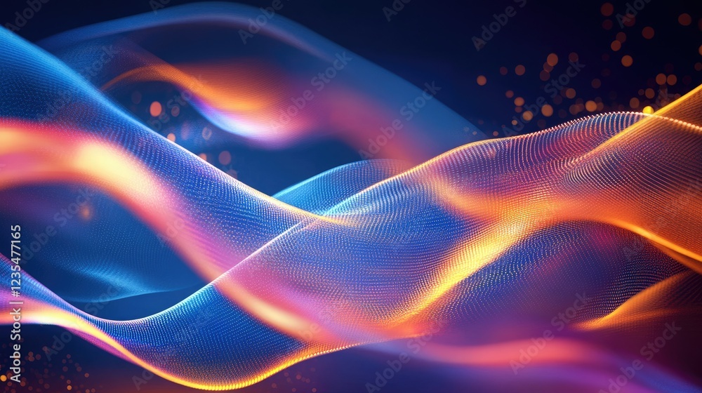 Fototapeta premium Futuristic abstract background featuring glowing neon elements and metallic textures in a dynamic, modern composition.