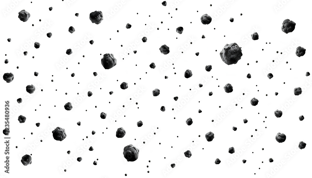 swarm of asteroids isolated on white background. black and white dot 2 swarm of asteroids isolated on white background. black and white dot 2