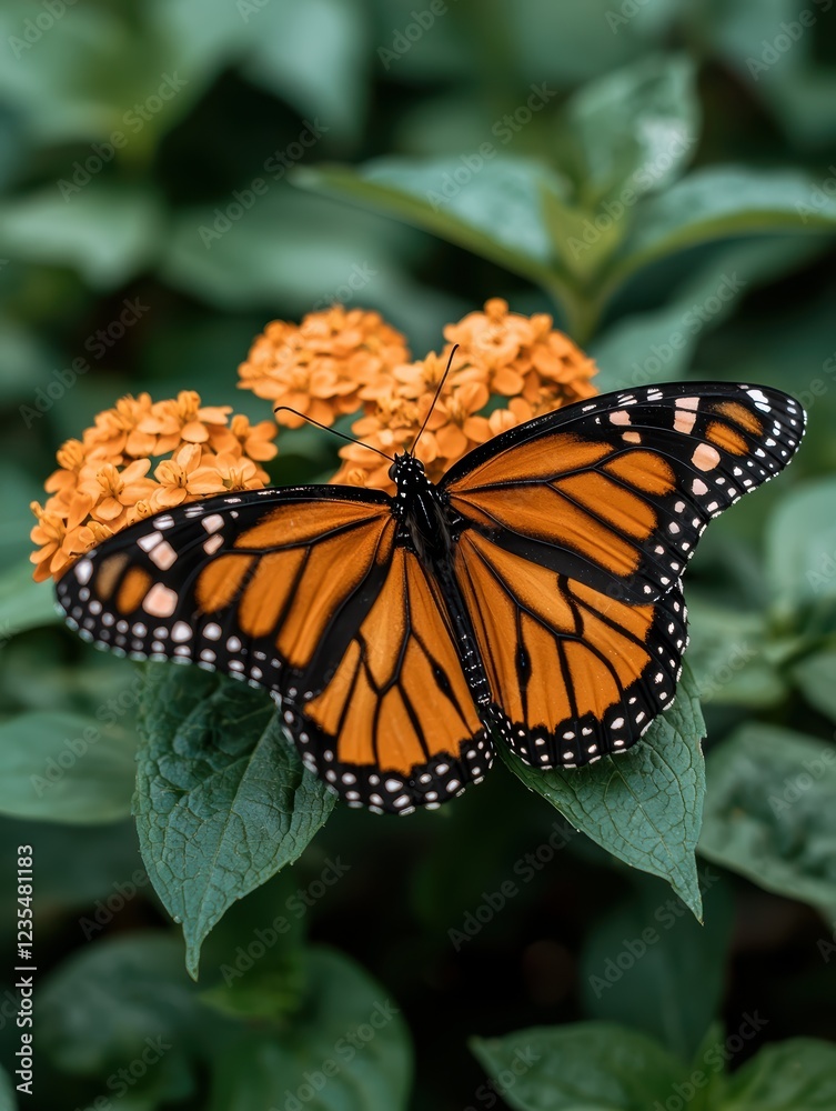 Fototapeta premium Monarch butterfly on orange flowers