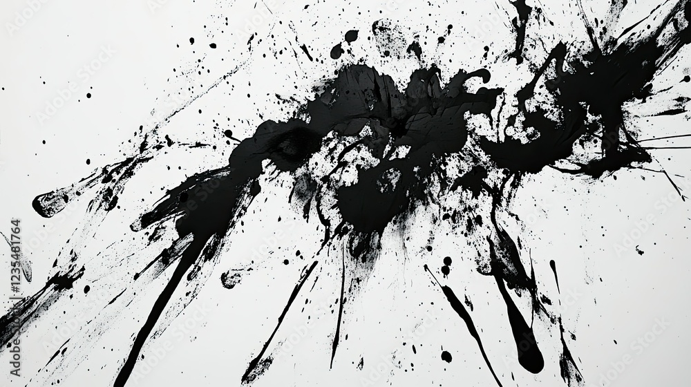Obraz premium Dramatic Black Paint Splash with Artistic Patterns on White Background