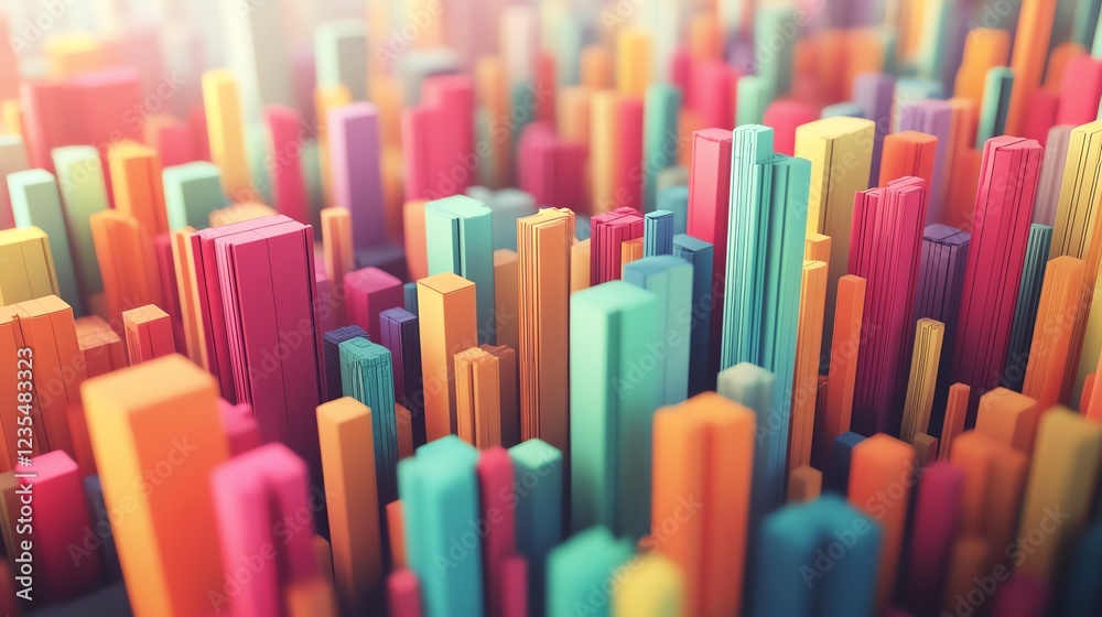 Colorful Cityscape of Vertical Blocks Showcasing an Abstract Art Installation With Vibrant Hues During Daylight Hours Colorful Cityscape of Vertical Blocks Showcasing an Abstract Art Installation With Vibrant Hues During Daylight Hours
