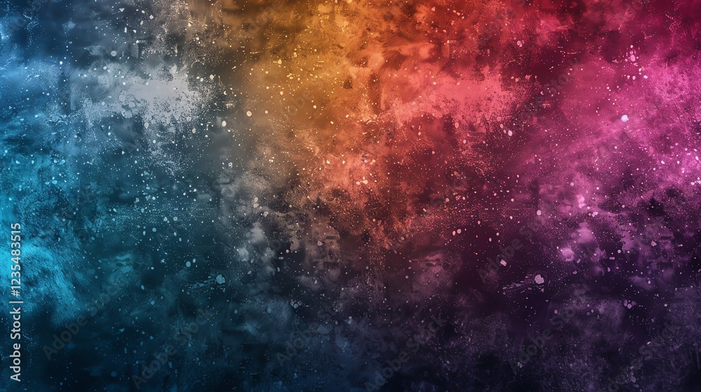A colorful abstract background with a gradient of blue, pink, and orange colors with speckles and a cloud-like texture. A colorful abstract background with a gradient of blue, pink, and orange colors with speckles and a cloud-like texture.