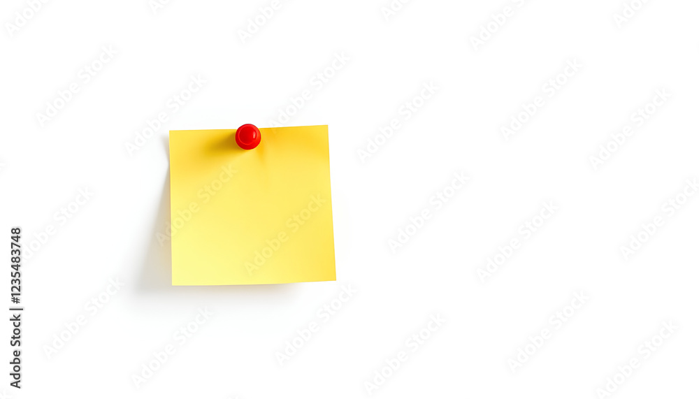 yellow sticky post it note with red pushpin isolated on white or transparent png. brightening yellow sticky post it note with red pushpin isolated on white or transparent png. brightening