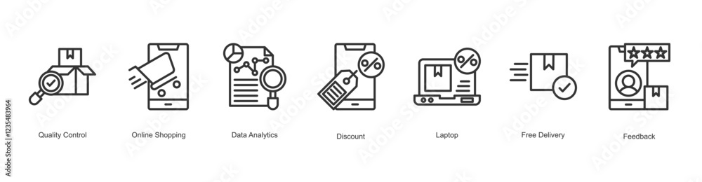 Personal Branding Icon Quality Control, Online Shopping, Data Analytics, Discount, Laptop, Free Delivery, Feedback Personal Branding Icon Quality Control, Online Shopping, Data Analytics, Discount, Laptop, Free Delivery, Feedback