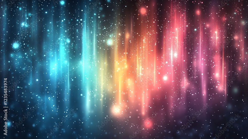 Fototapeta premium Vibrant Rainbow Light Streaks Dance Across Dark Canvas. AI Generated