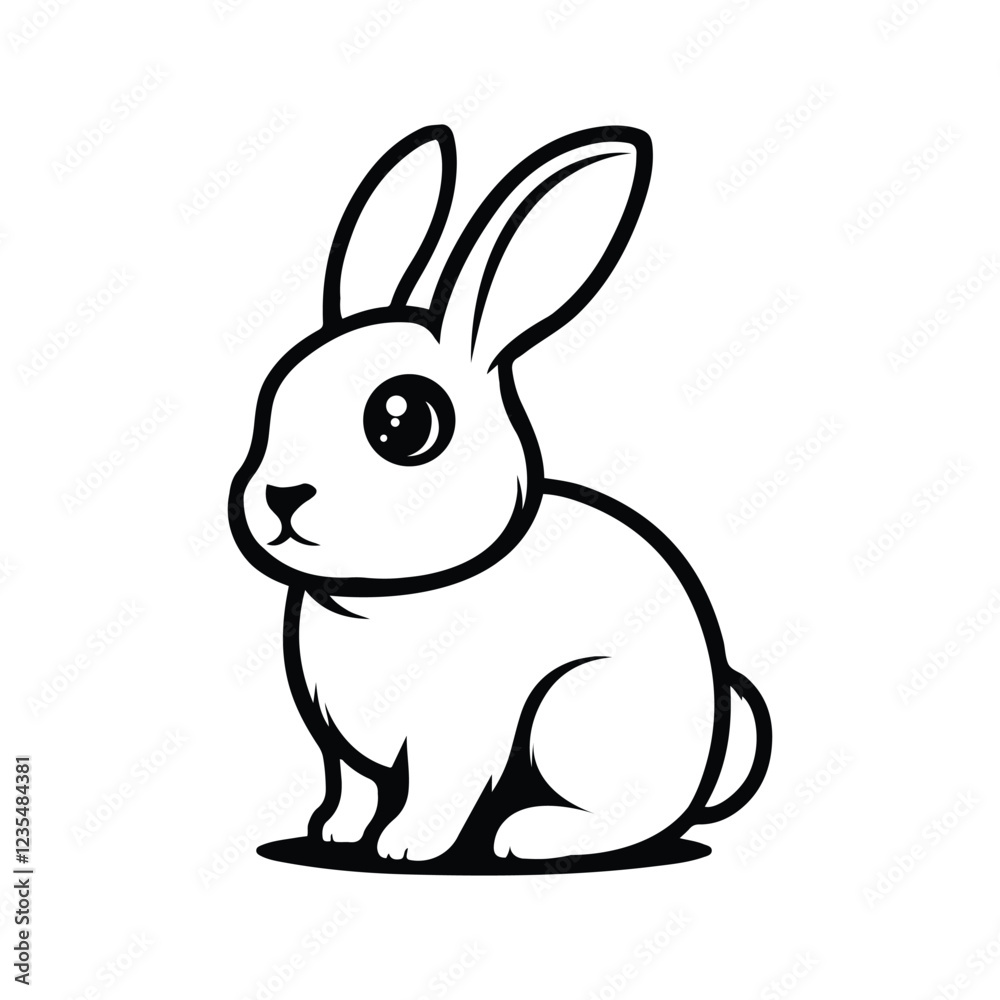 illustration of a rabbit art black and white background illustration of a rabbit art black and white background