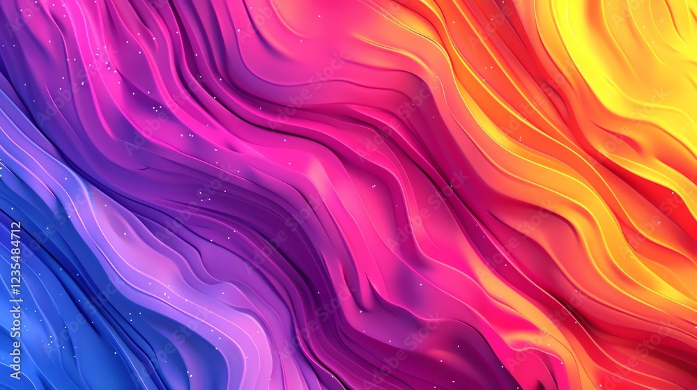Obraz premium An abstract background of smooth, wavy lines in pink, purple, orange, and yellow.