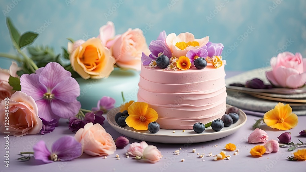 Elegant Carrot Cake with Cream Cheese Frosting and Edible Flowers for Mother's Day Elegant Carrot Cake with Cream Cheese Frosting and Edible Flowers for Mother's Day