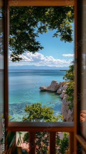 Serene Sunset Ocean View from Tropical Balcony  Beach  Sea  Coastal Landscape
