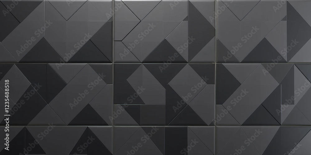 Fototapeta premium Modern Semigloss Triangular Tile Wall 3D Black Geometric Blocks