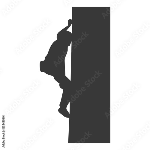 People Mountain Climbing Silhouette on White Background. Vector Illustration