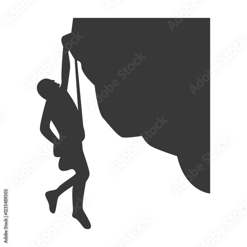 People Mountain Climbing Silhouette on White Background. Vector Illustration