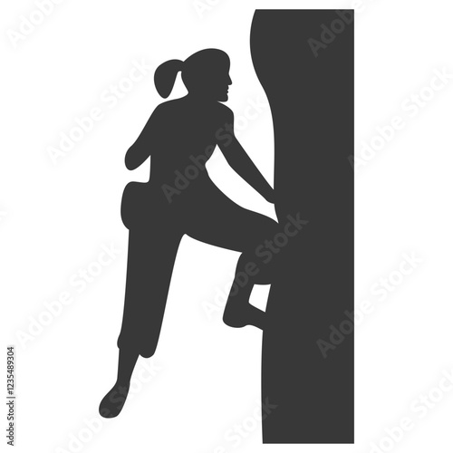 People Mountain Climbing Silhouette on White Background. Vector Illustration