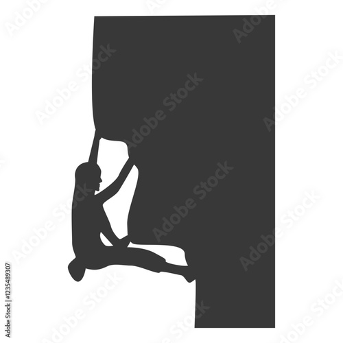 People Mountain Climbing Silhouette on White Background. Vector Illustration