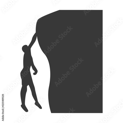 People Mountain Climbing Silhouette on White Background. Vector Illustration