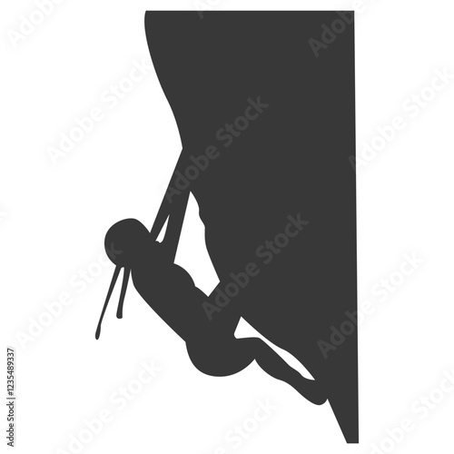 People Mountain Climbing Silhouette on White Background. Vector Illustration
