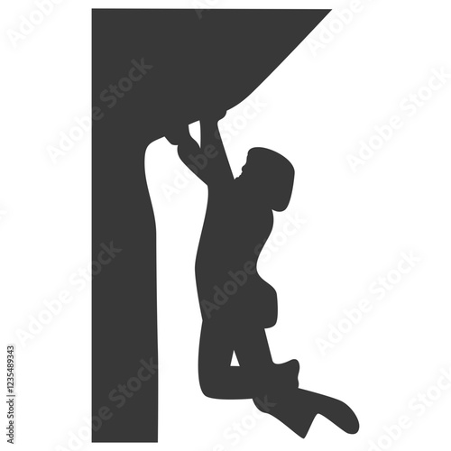 People Mountain Climbing Silhouette on White Background. Vector Illustration