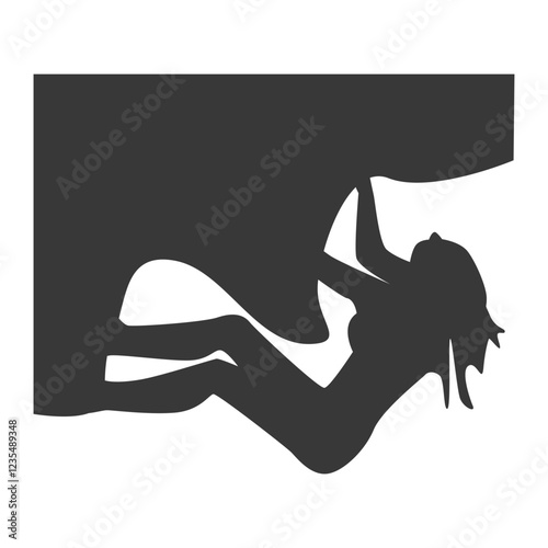 People Mountain Climbing Silhouette on White Background. Vector Illustration