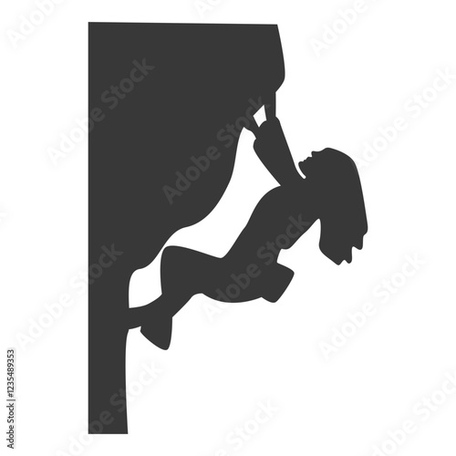 People Mountain Climbing Silhouette on White Background. Vector Illustration