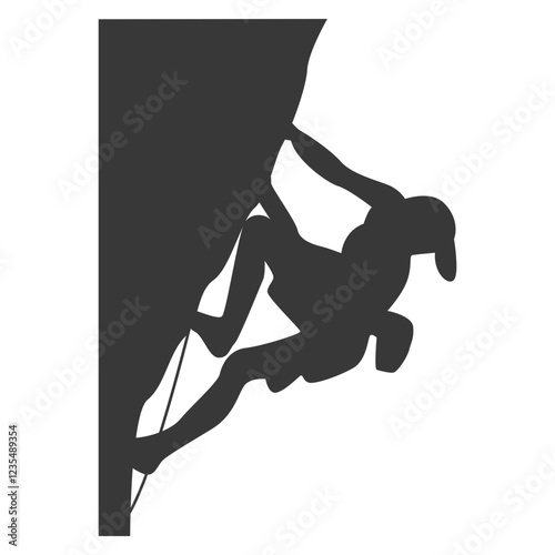 People Mountain Climbing Silhouette on White Background. Vector Illustration