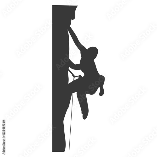 People Mountain Climbing Silhouette on White Background. Vector Illustration