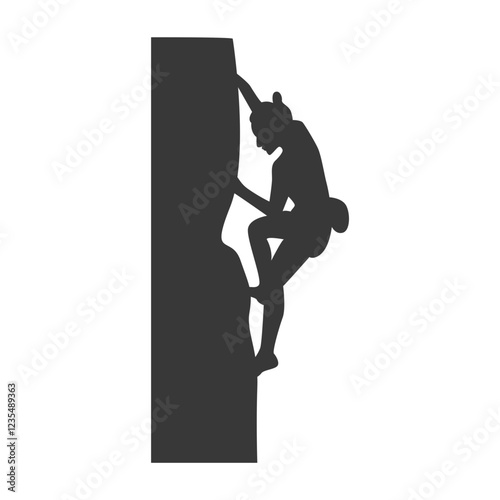 People Mountain Climbing Silhouette on White Background. Vector Illustration