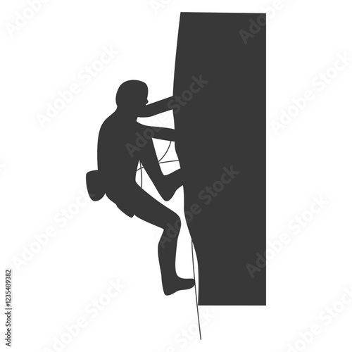 People Mountain Climbing Silhouette on White Background. Vector Illustration