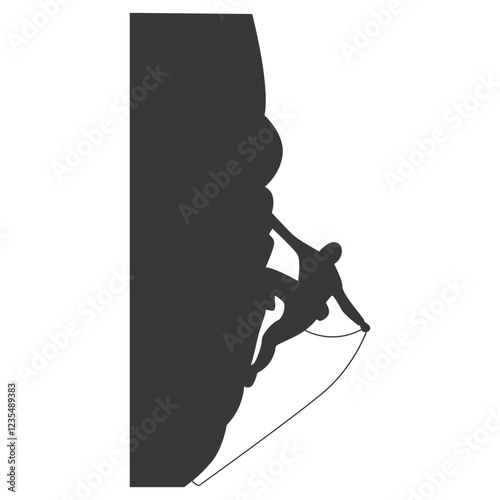 People Mountain Climbing Silhouette on White Background. Vector Illustration