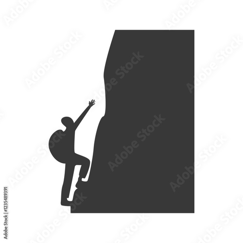 People Mountain Climbing Silhouette on White Background. Vector Illustration