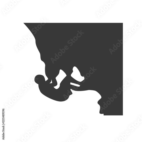 People Mountain Climbing Silhouette on White Background. Vector Illustration