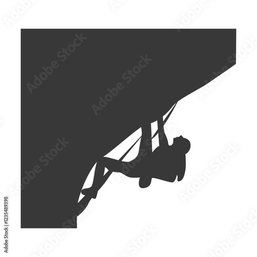 People Mountain Climbing Silhouette on White Background. Vector Illustration