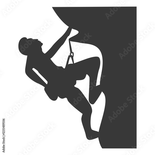 People Mountain Climbing Silhouette on White Background. Vector Illustration