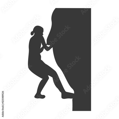 People Mountain Climbing Silhouette on White Background. Vector Illustration