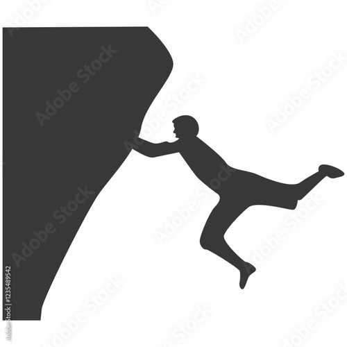 People Mountain Climbing Silhouette on White Background. Vector Illustration