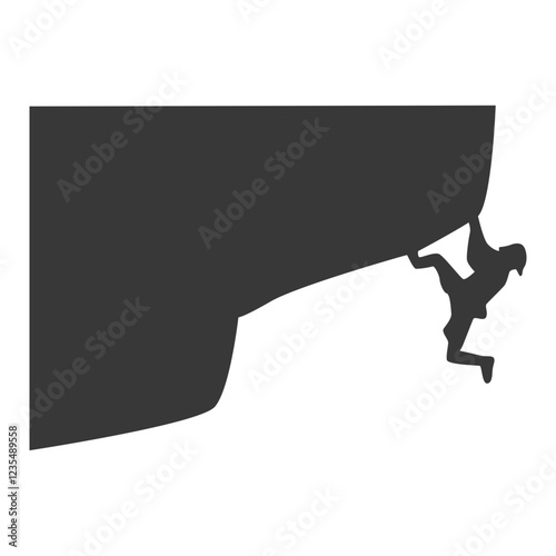 People Mountain Climbing Silhouette on White Background. Vector Illustration