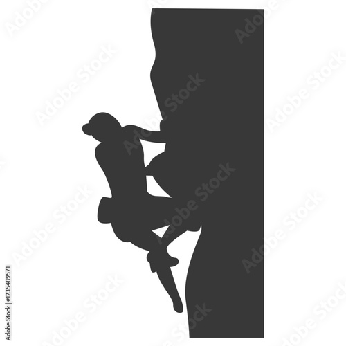 People Mountain Climbing Silhouette on White Background. Vector Illustration