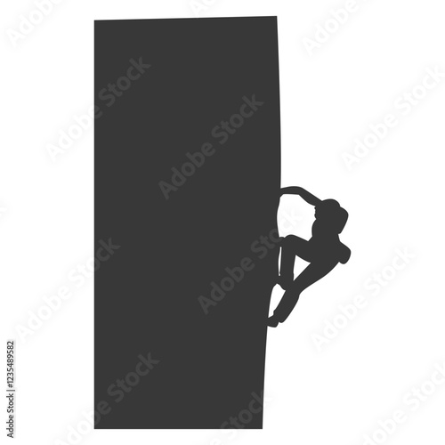 People Mountain Climbing Silhouette on White Background. Vector Illustration
