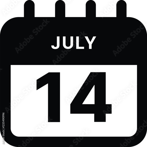 July 14 calendar icon design vector illustration