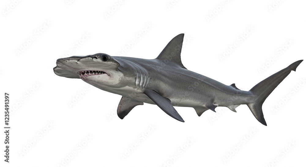 Powerful Great Hammerhead Shark Swimming Detailed Close up Ocean Predator Powerful Great Hammerhead Shark Swimming Detailed Close up Ocean Predator