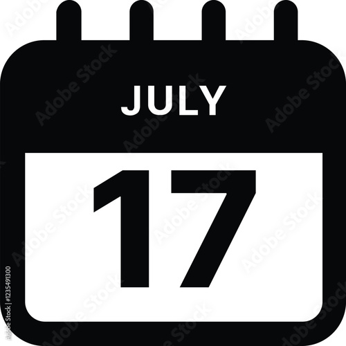 July 17 calendar icon design vector illustration